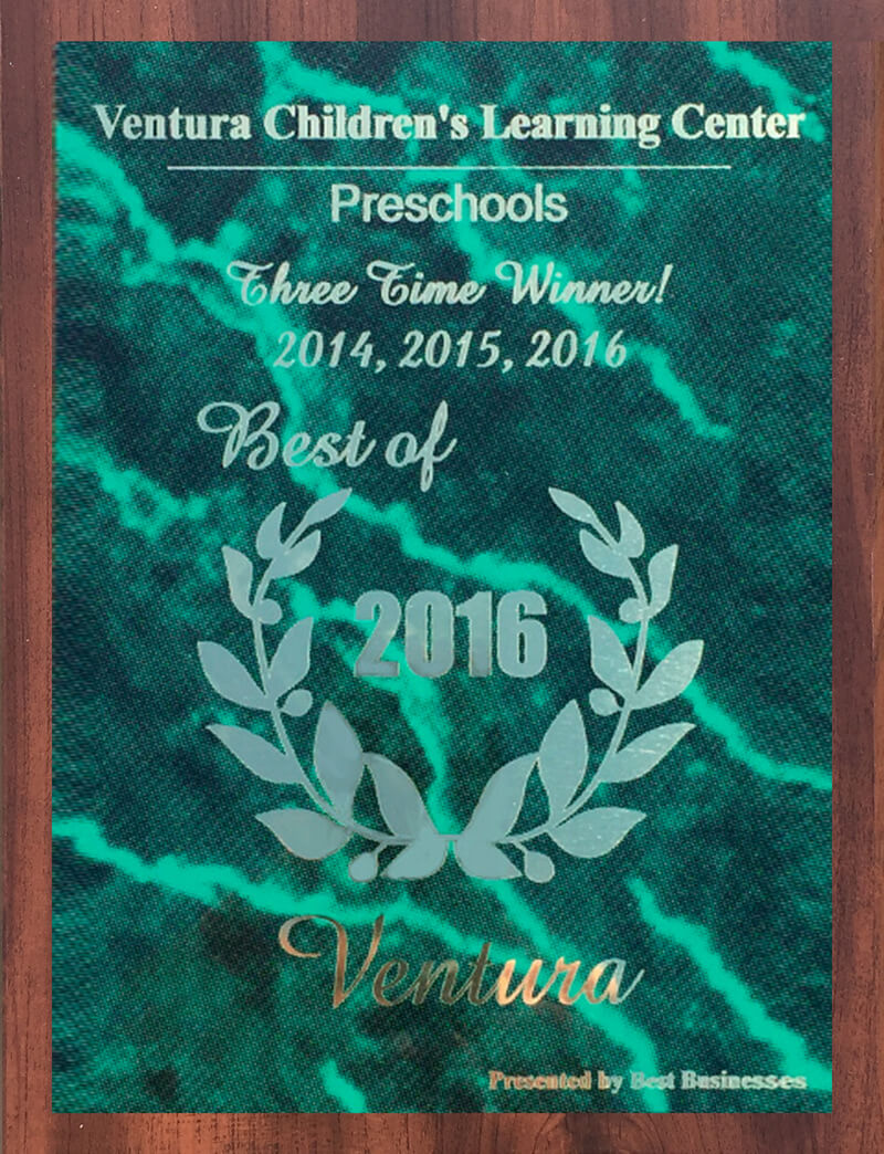 Preschools three times winner!2014, 2015, 2016